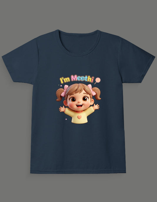 Twin Girl Tees - I'm Meethi , I'm Namkeen _ Navy Blue