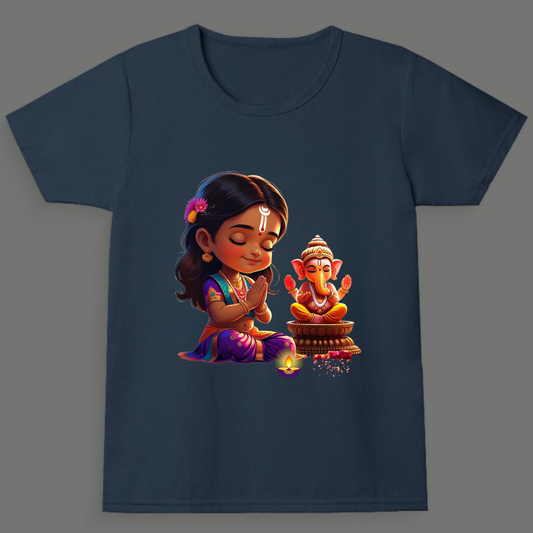 Ganesh Chaturthi T-shirt - Girl's Crew Neck T-Shirt