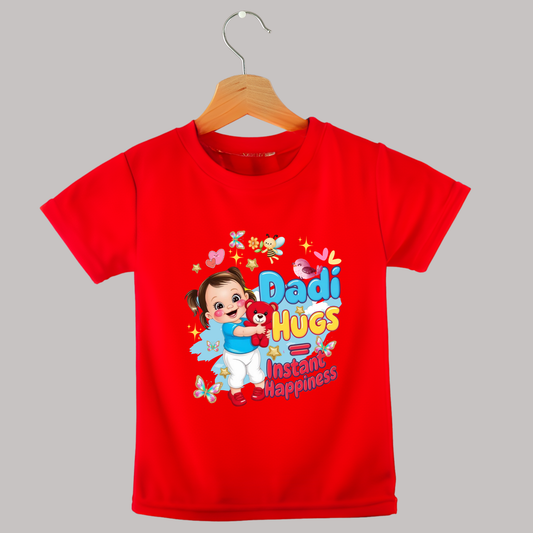 "Dadi Hugs" Girls T-shirts – Soft Cotton, Half Sleeve, Round Neck
