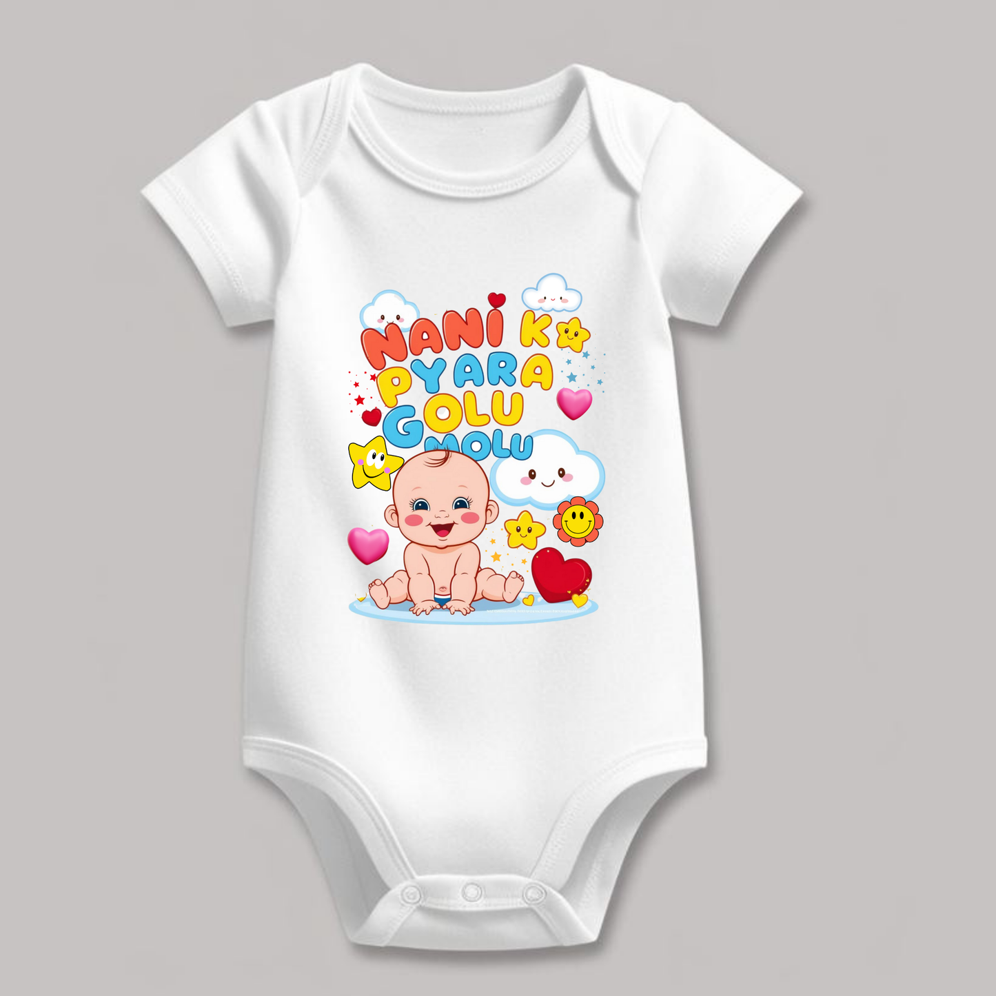 Nani Ka Pyara Golu Molu" Baby Romper – Soft Cotton, Half Sleeve, Round Neck, Wrinkle-Free
