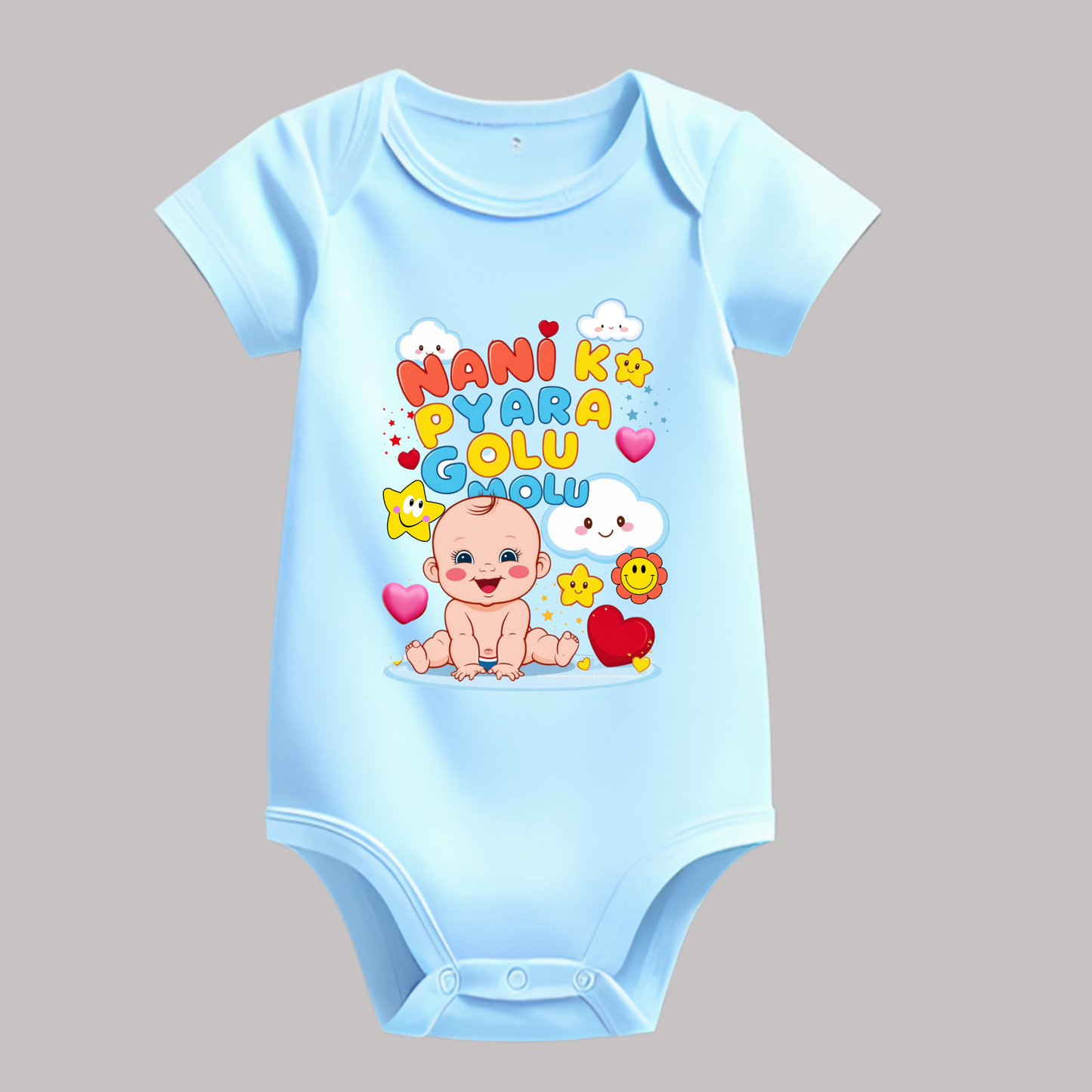 Nani Ka Pyara Golu Molu" Baby Romper – Soft Cotton, Half Sleeve, Round Neck, Wrinkle-Free