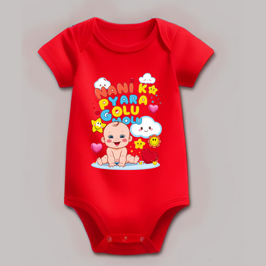 Nani Ka Pyara Golu Molu" Baby Romper – Soft Cotton, Half Sleeve, Round Neck, Wrinkle-Free
