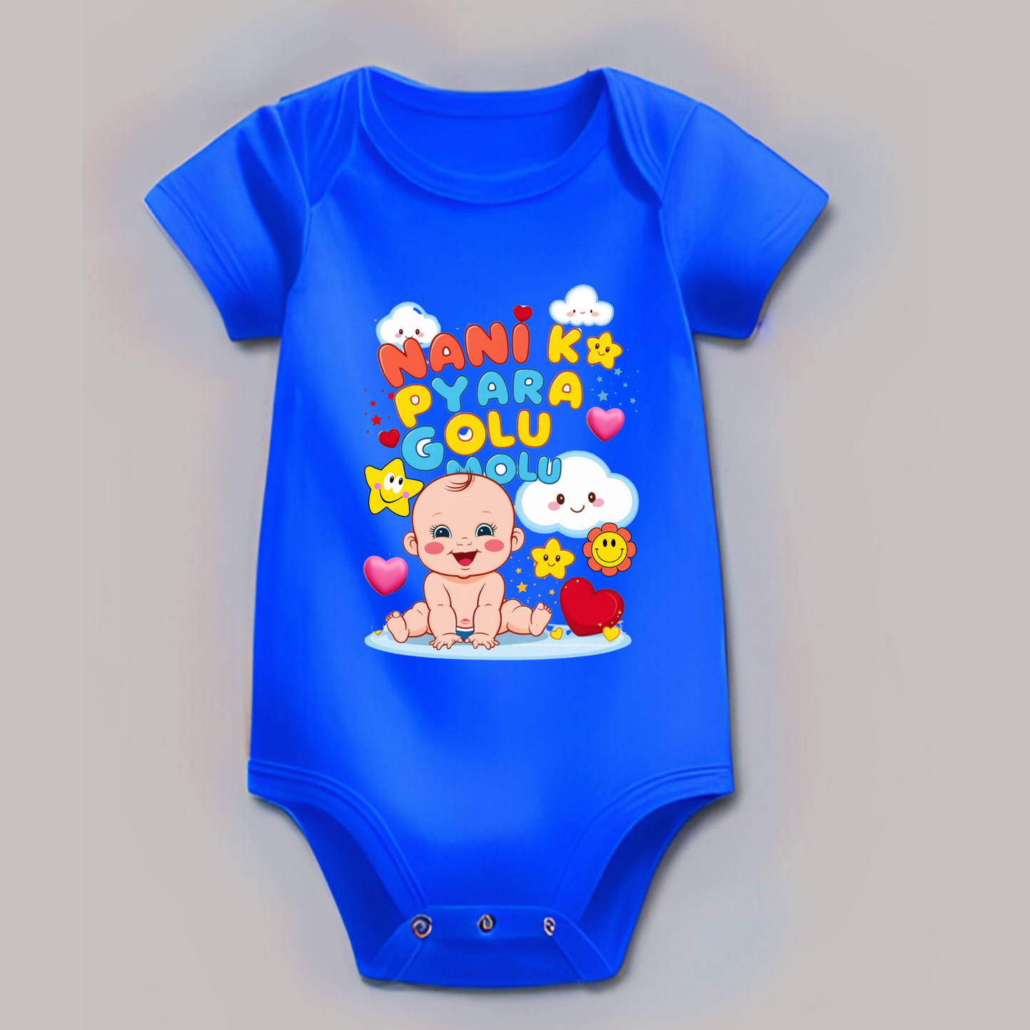 Nani Ka Pyara Golu Molu" Baby Romper – Soft Cotton, Half Sleeve, Round Neck, Wrinkle-Free