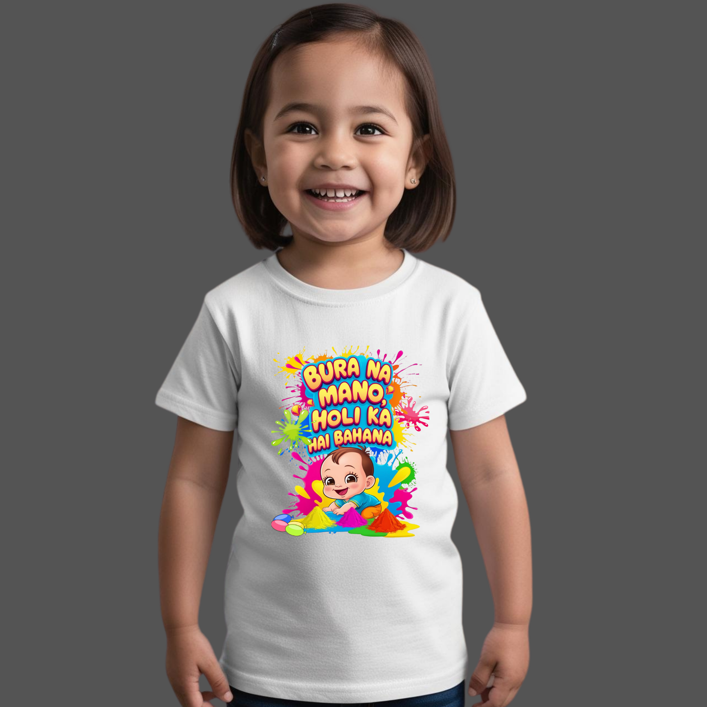 π¨ Holi Special Girls T-shirt β "Too Cute to stay clean" π | Festive Outfit for Kids