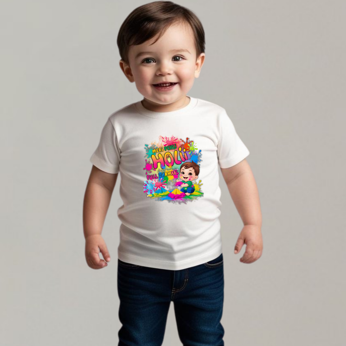 π¨ Holi Special Boys T-shirt β "Meri Pehli Holi " π | Festive Outfit for Kids