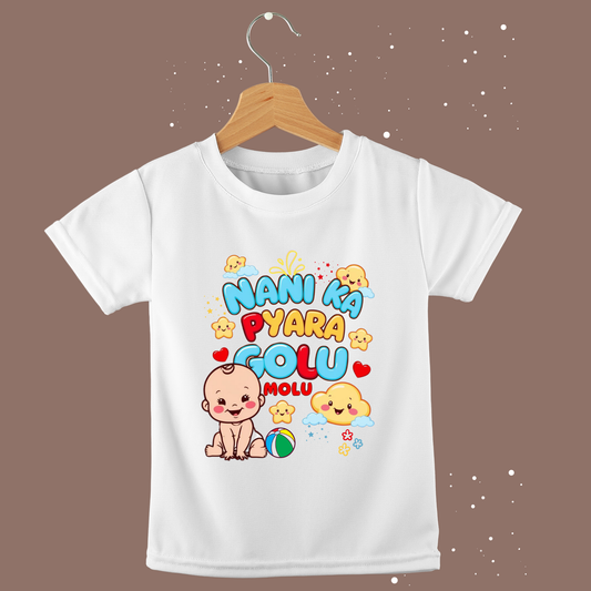 "Nani Ka Pyara Golu Molu" Toddler T-Shirt – Soft Cotton, Half Sleeve, Round Neck, Boys T-shirt