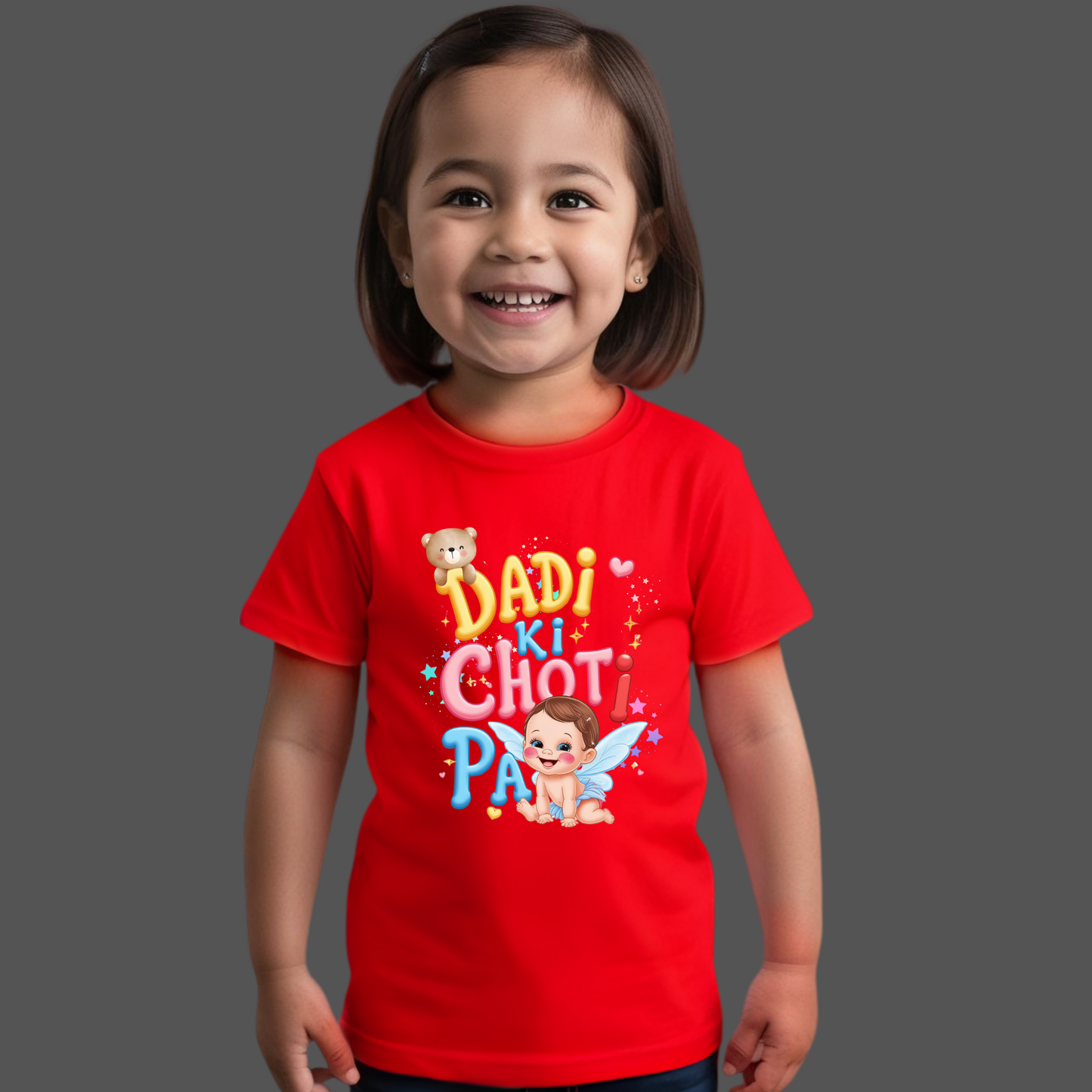 "Dadi KI Choti Pari" Girls T-shirt– Soft Cotton, Half Sleeve, Round Neck
