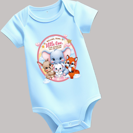 👶 Adorable Baby Romper – Soft Cotton | Cute Printed Design | Perfect Welcome Home Outfit (Unisex)