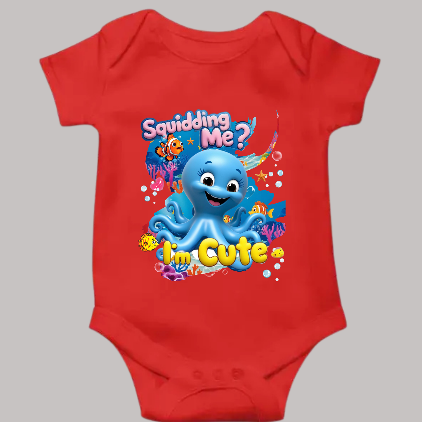 Ollie the Octopus – Squidding Me? I’m Cute! Baby Romper | 100% Cotton | Exclusive Design