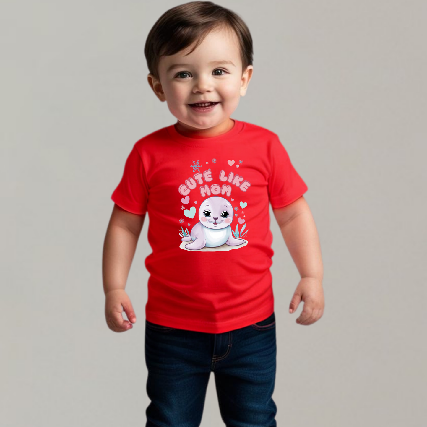 Cute Like Mom T-Shirt – Adorable Baby Seal Print Tee for Babies & Kids