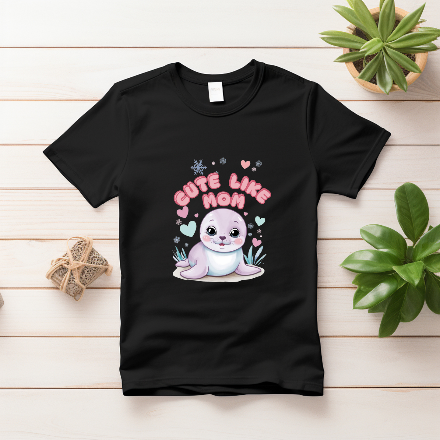 Cute Like Mom T-Shirt – Adorable Baby Seal Print Tee for Babies & Kids