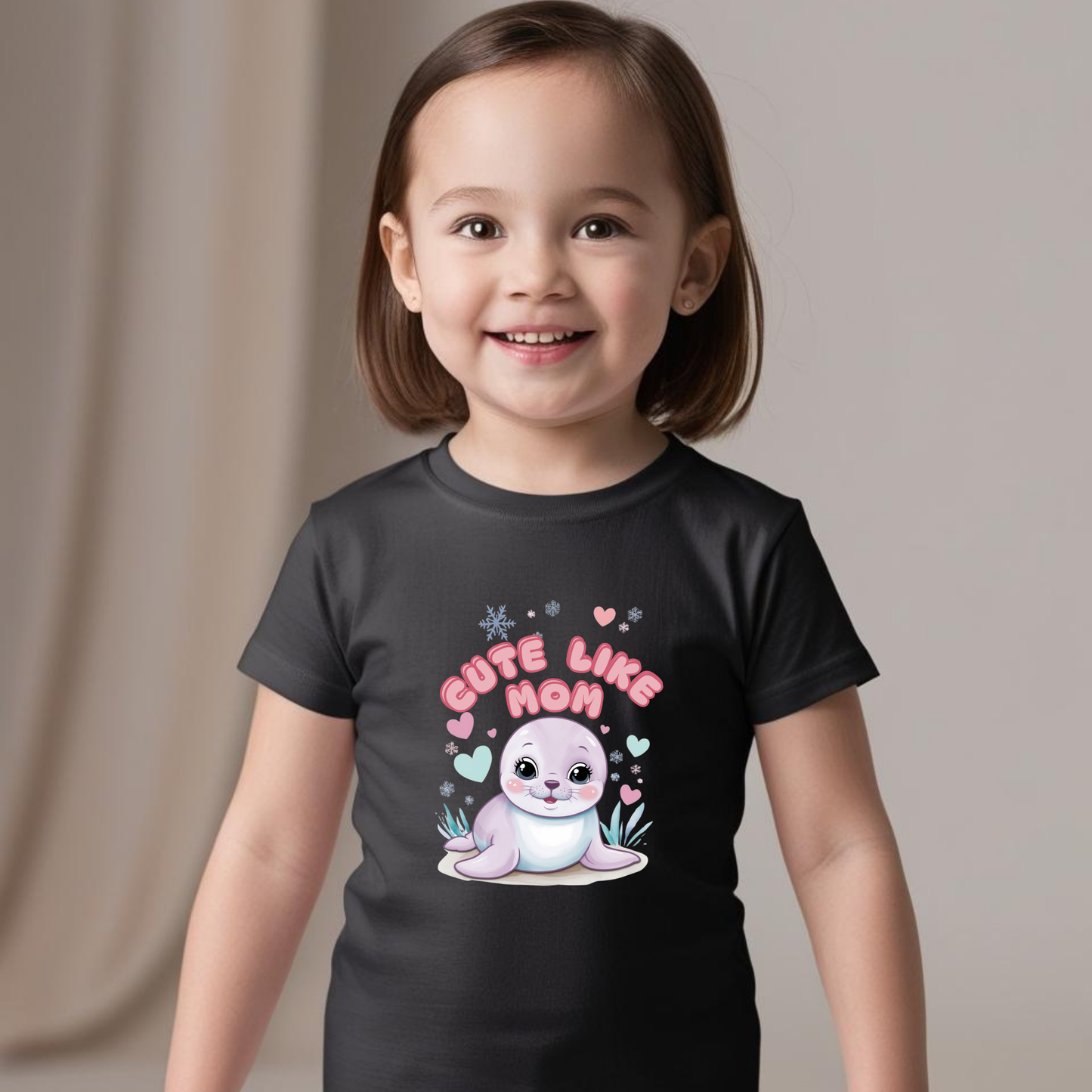 Cute Like Mom T-Shirt – Adorable Baby Seal Print Tee for Babies & Kids