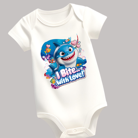 Snappy Shark Romper - "I Bite with Love " - Unisex