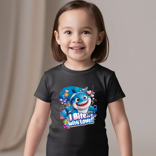 Snappy Shark Kids T-Shirt - I Bite with Love