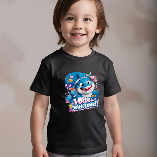 Snappy Shark Kids T-Shirt - I Bite with Love