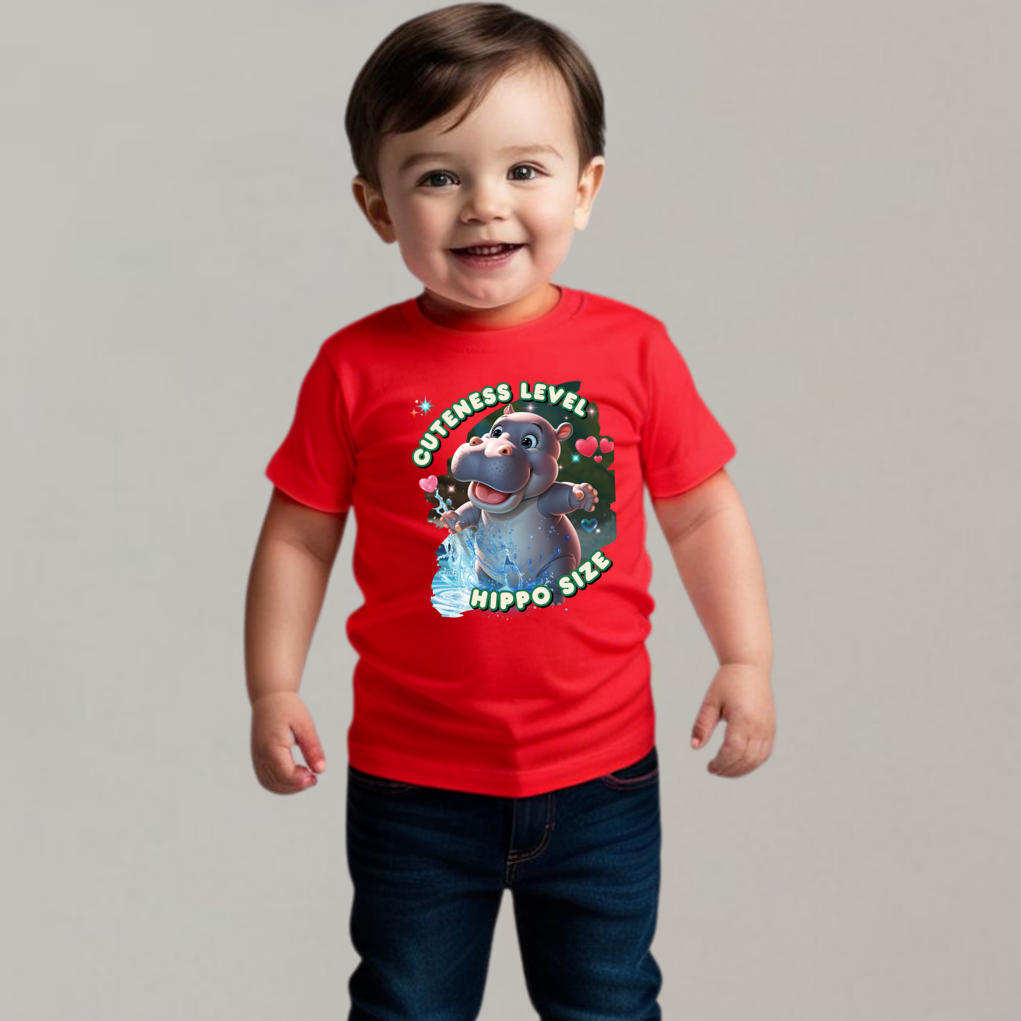 Cuteness Level: Hippo Size - Baby T-Shirt