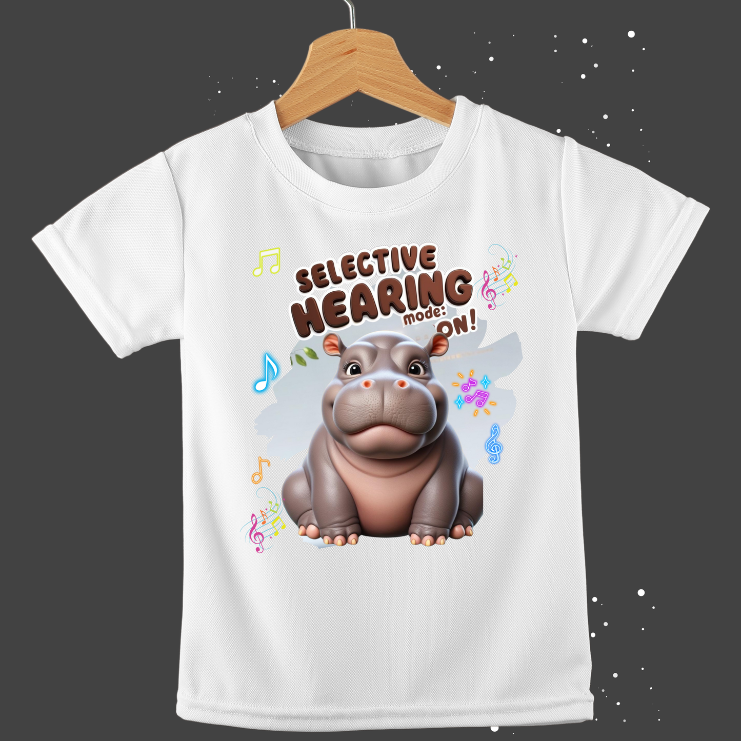 Selective Hearing Mode: ON - Hippo Kids T-Shirt | 100% Cotton | Made in India