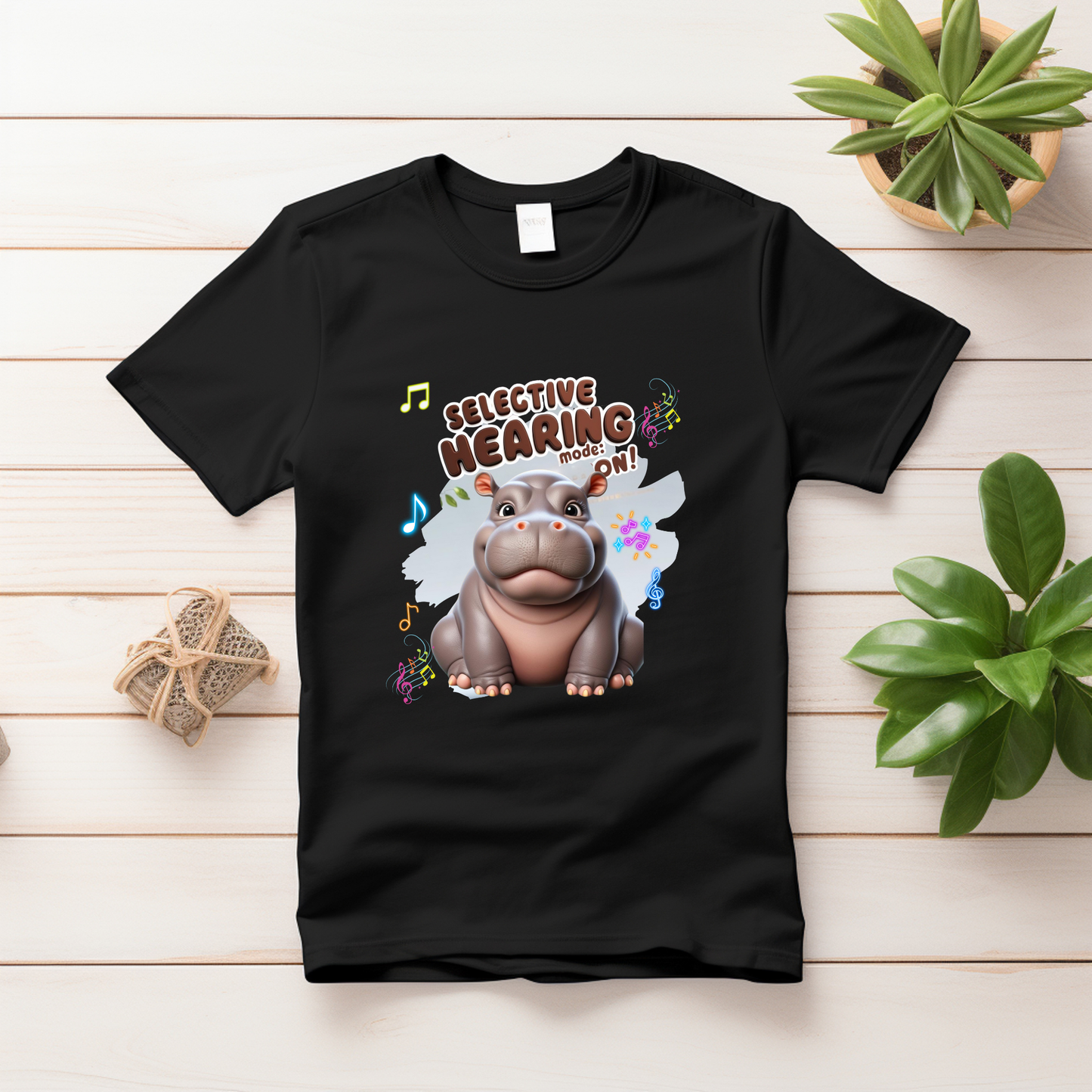 Selective Hearing Mode: ON - Hippo Kids T-Shirt | 100% Cotton | Made in India
