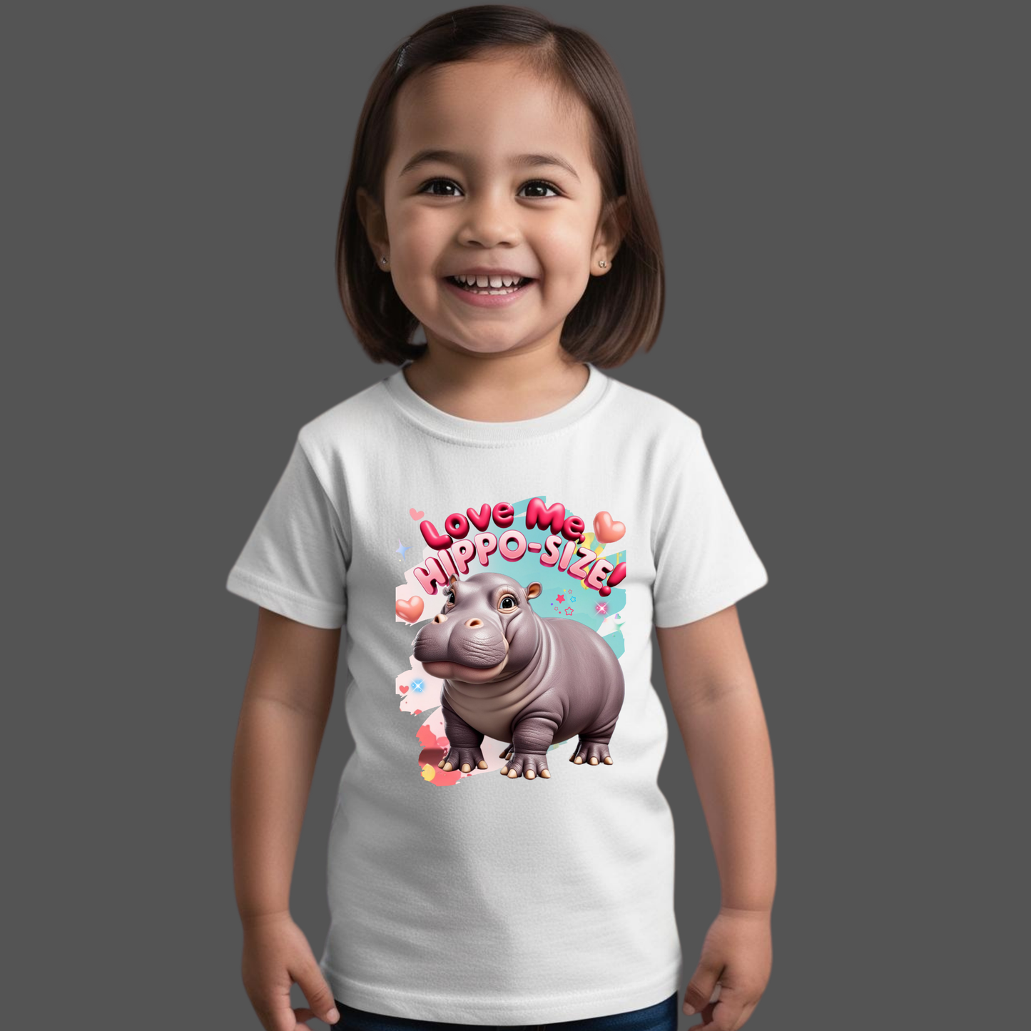 Love Me, Hippo-Size - Kids T-Shirt | 100% Cotton | Made in India