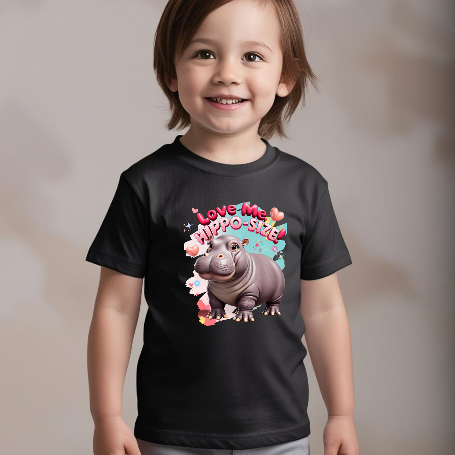 Love Me, Hippo-Size - Kids T-Shirt | 100% Cotton | Made in India
