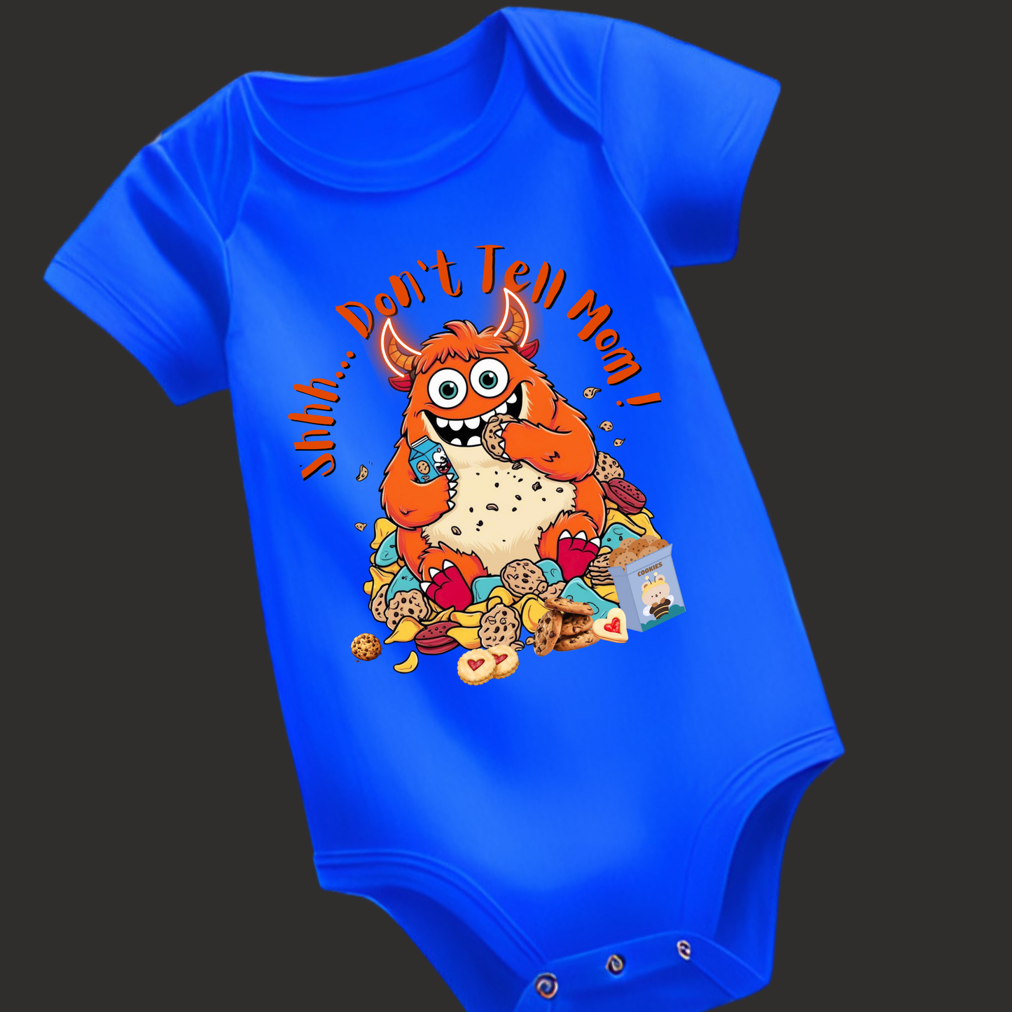 "Shhh... Don’t Tell Mom" – Monster Cookie Romper for Babies (Unisex)