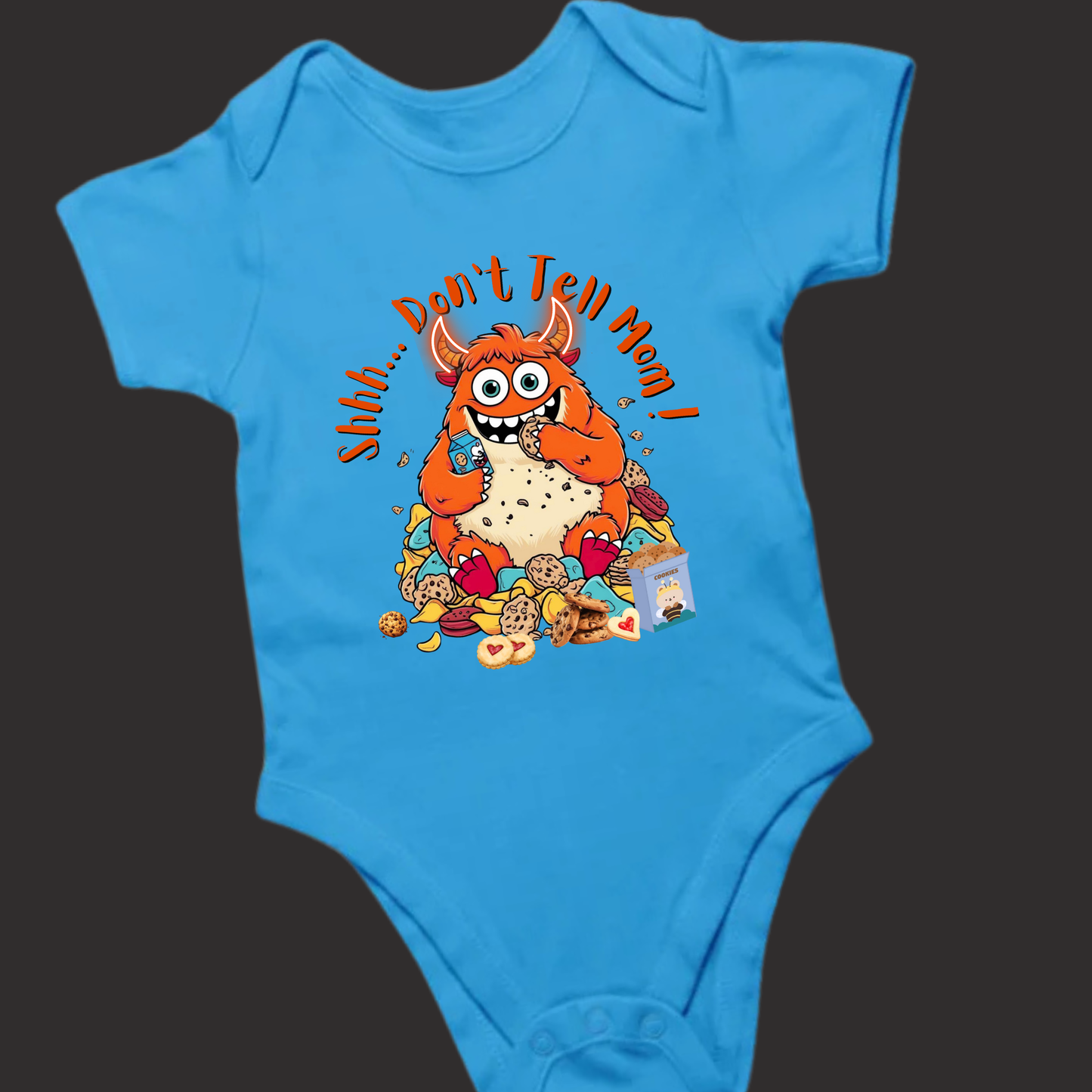 "Shhh... Don’t Tell Mom" – Monster Cookie Romper for Babies (Unisex)