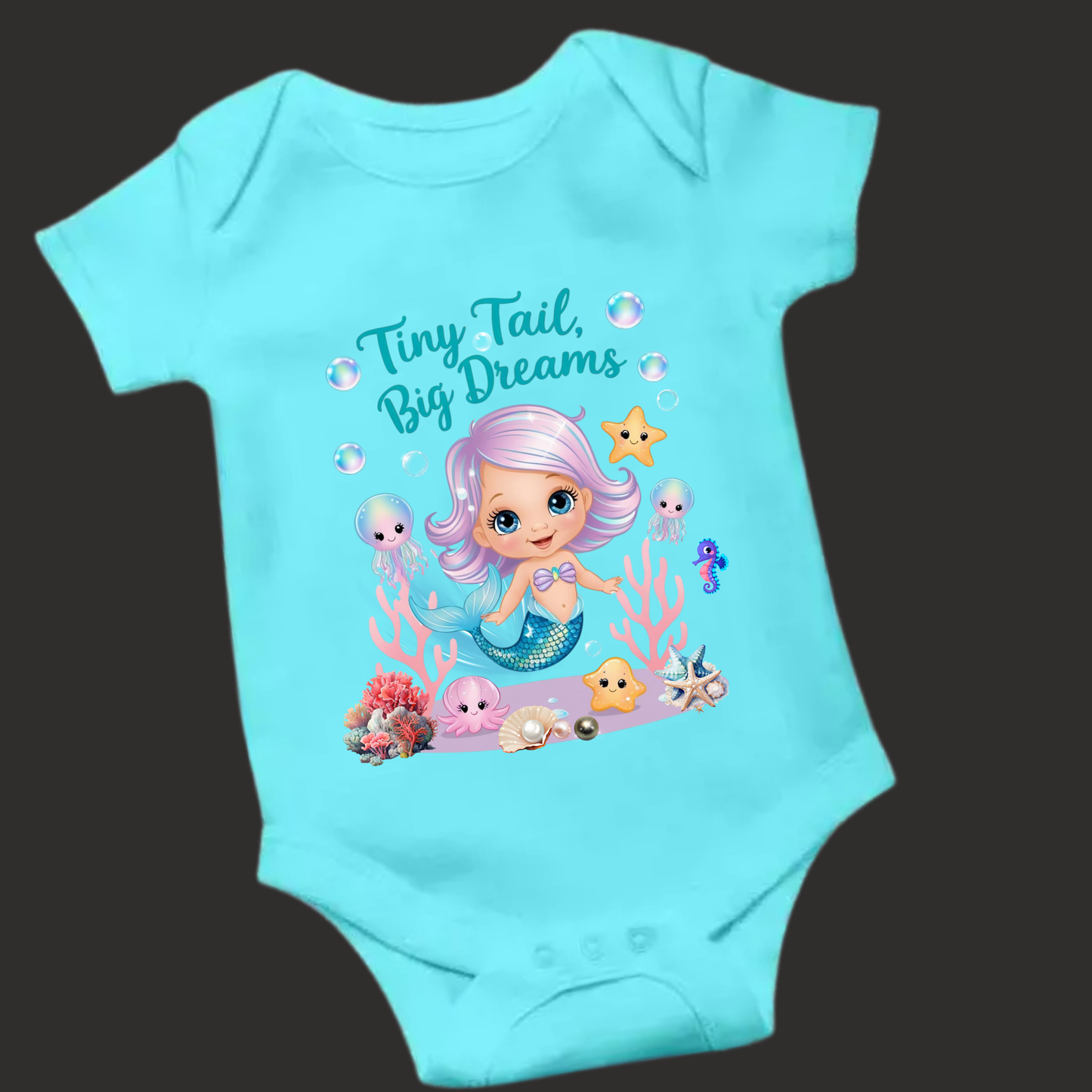 π§ββοΈ Tiny Tail, Big Dreams β Adorable Mermaid Romper for Little Ocean Lovers!