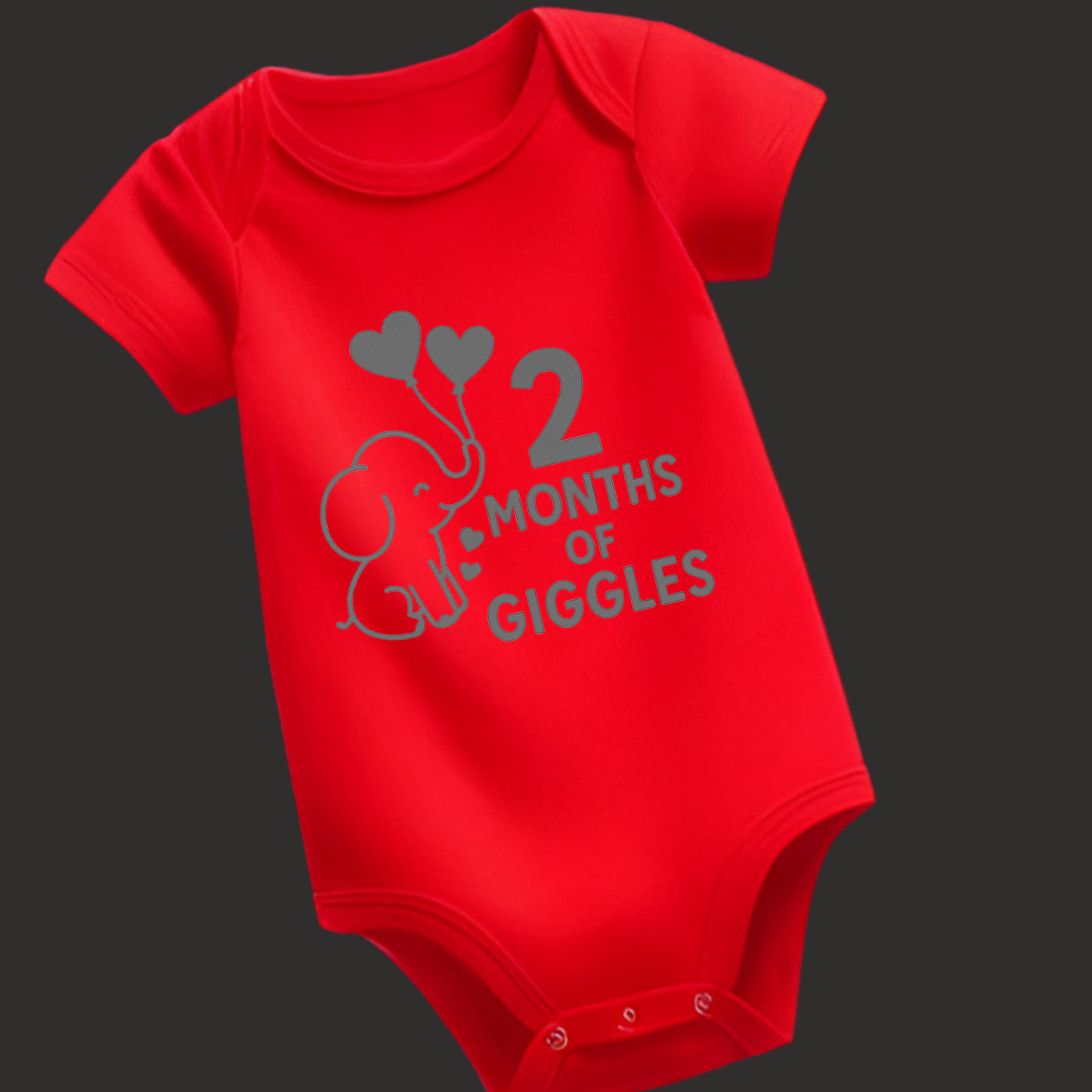 Elephant Love – 2 Months of Giggles Baby Romper | Puff Vinyl Print | Unisex