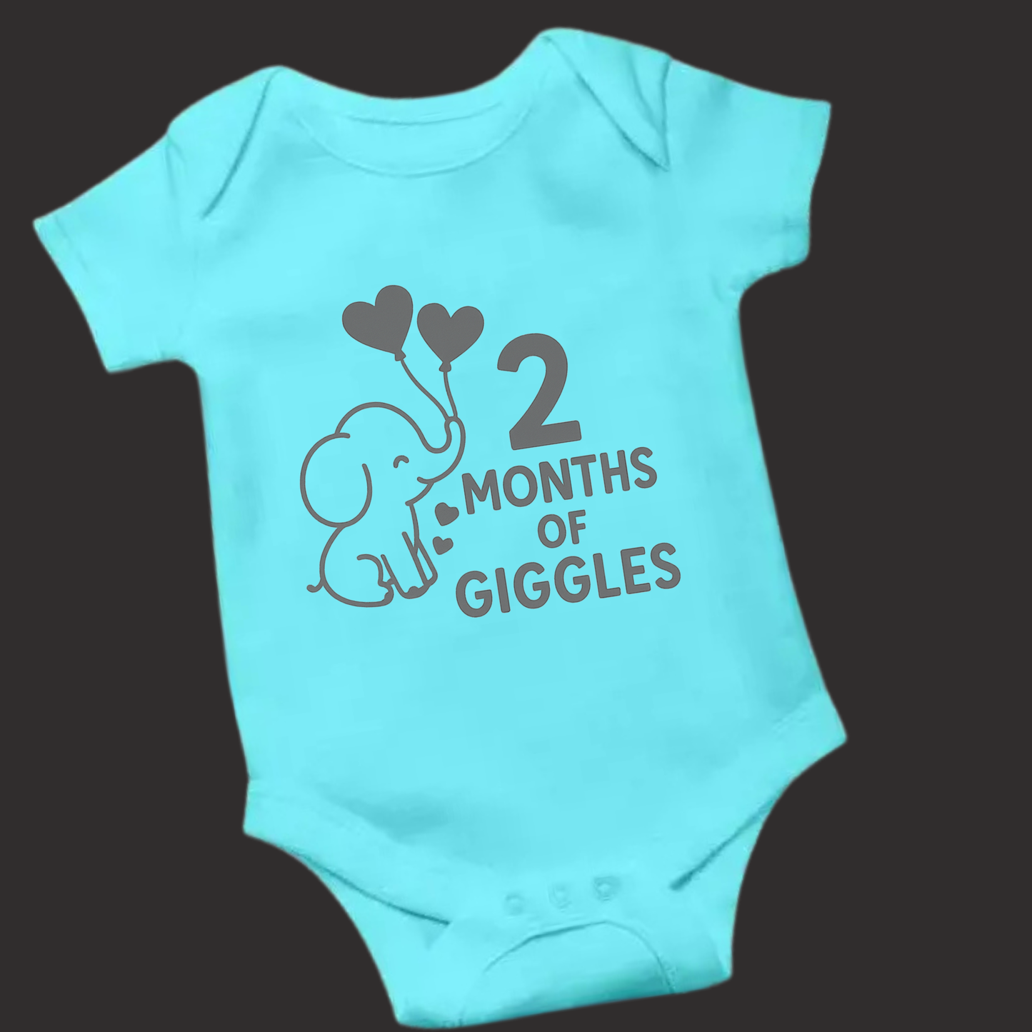 Elephant Love – 2 Months of Giggles Baby Romper | Puff Vinyl Print | Unisex