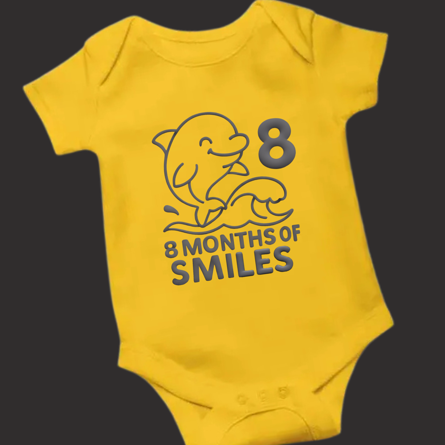 8 Months of Smiles - Dolphin Puff Print Baby Romper (Unisex)