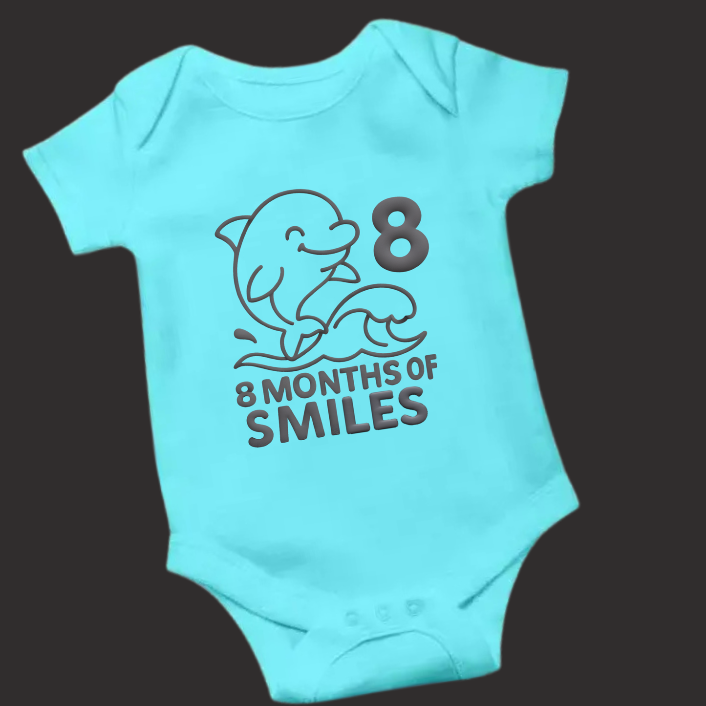 8 Months of Smiles - Dolphin Puff Print Baby Romper (Unisex)
