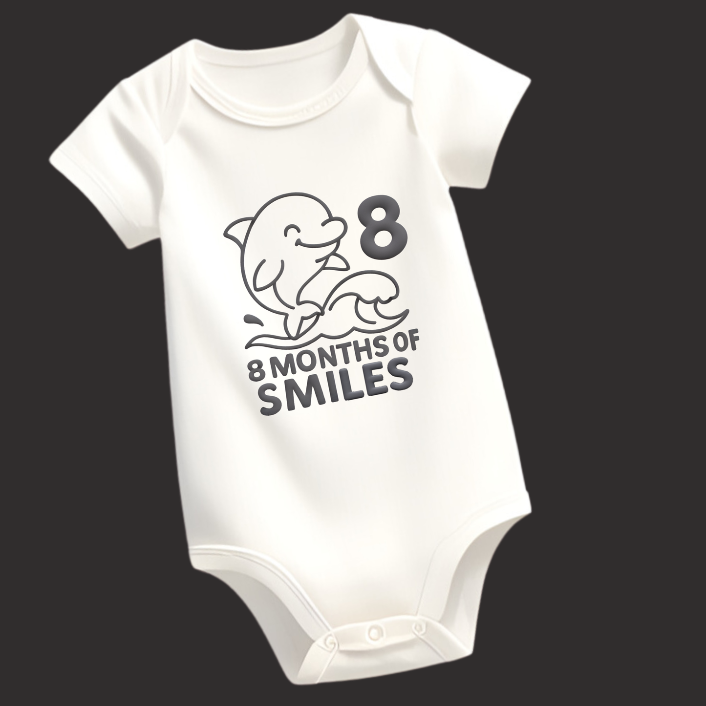 8 Months of Smiles - Dolphin Puff Print Baby Romper (Unisex)