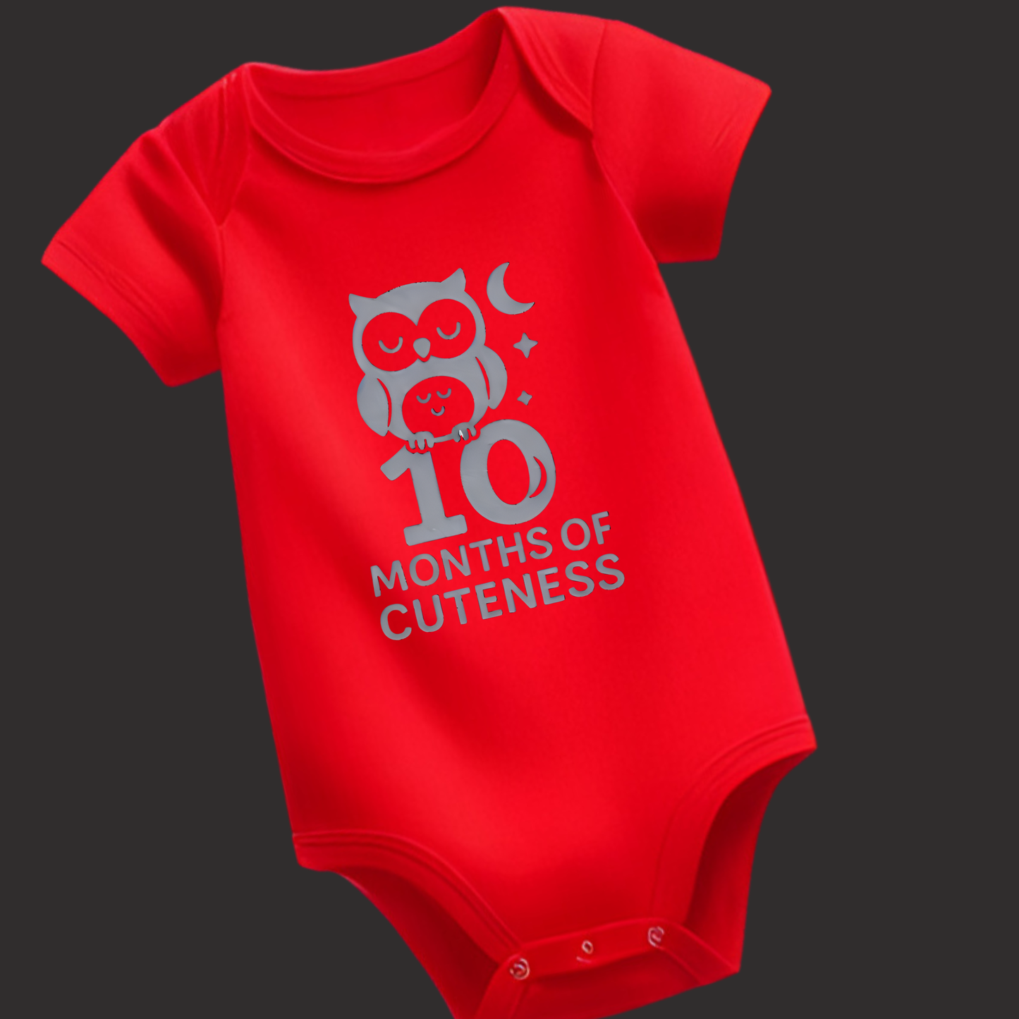 10 Months of Cuteness Owl Baby Romper – Soft Cotton, Vinyl Puff Print