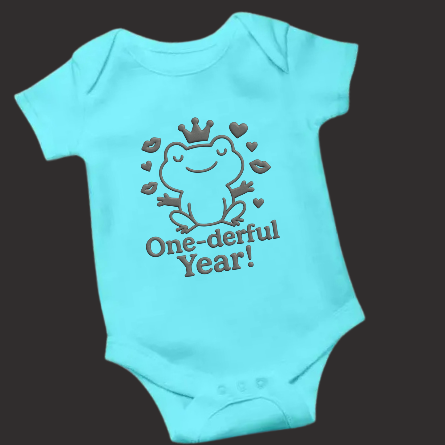 One-derful Year! Frog Prince Baby Romper – 1st Birthday, Vinyl Puff Print