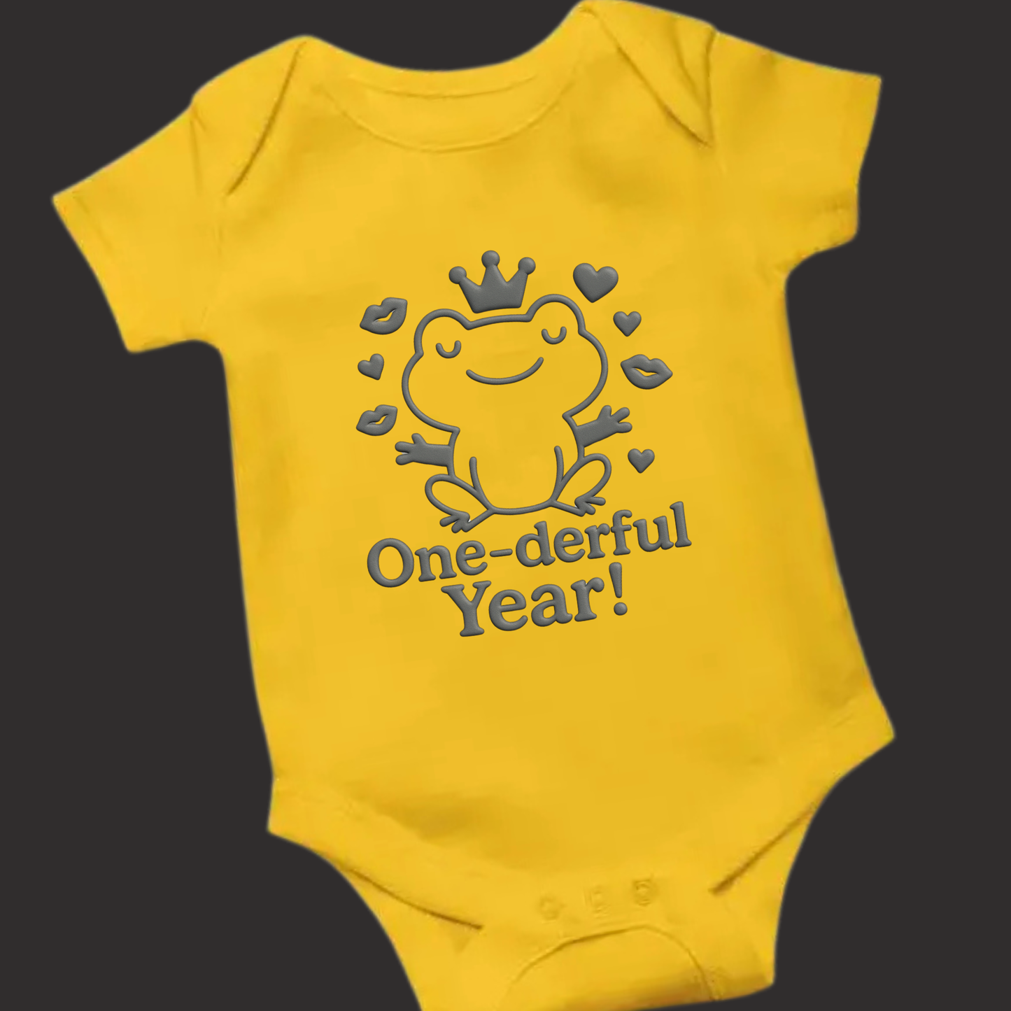 One-derful Year! Frog Prince Baby Romper – 1st Birthday, Vinyl Puff Print