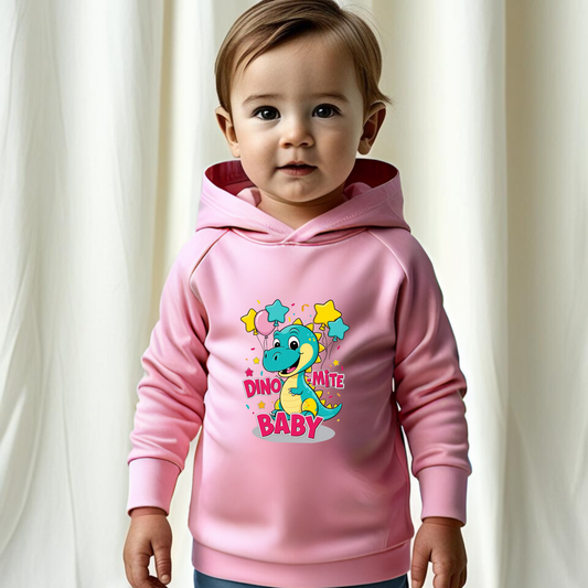 Baby Dinosaur Sweatshirt Hoodie - 'Dino-Mite Baby' Design | Soft Cotton Hoodie