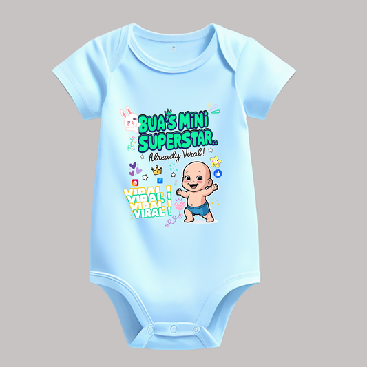 Adorable Bua-Themed Cotton Baby Romper – Custom-Made for Comfort and Style