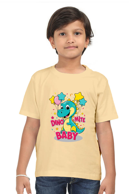 Baby Dinosaur - 'Dino-Mite Baby' Design | Soft Cotton Toddler T-Shirt"