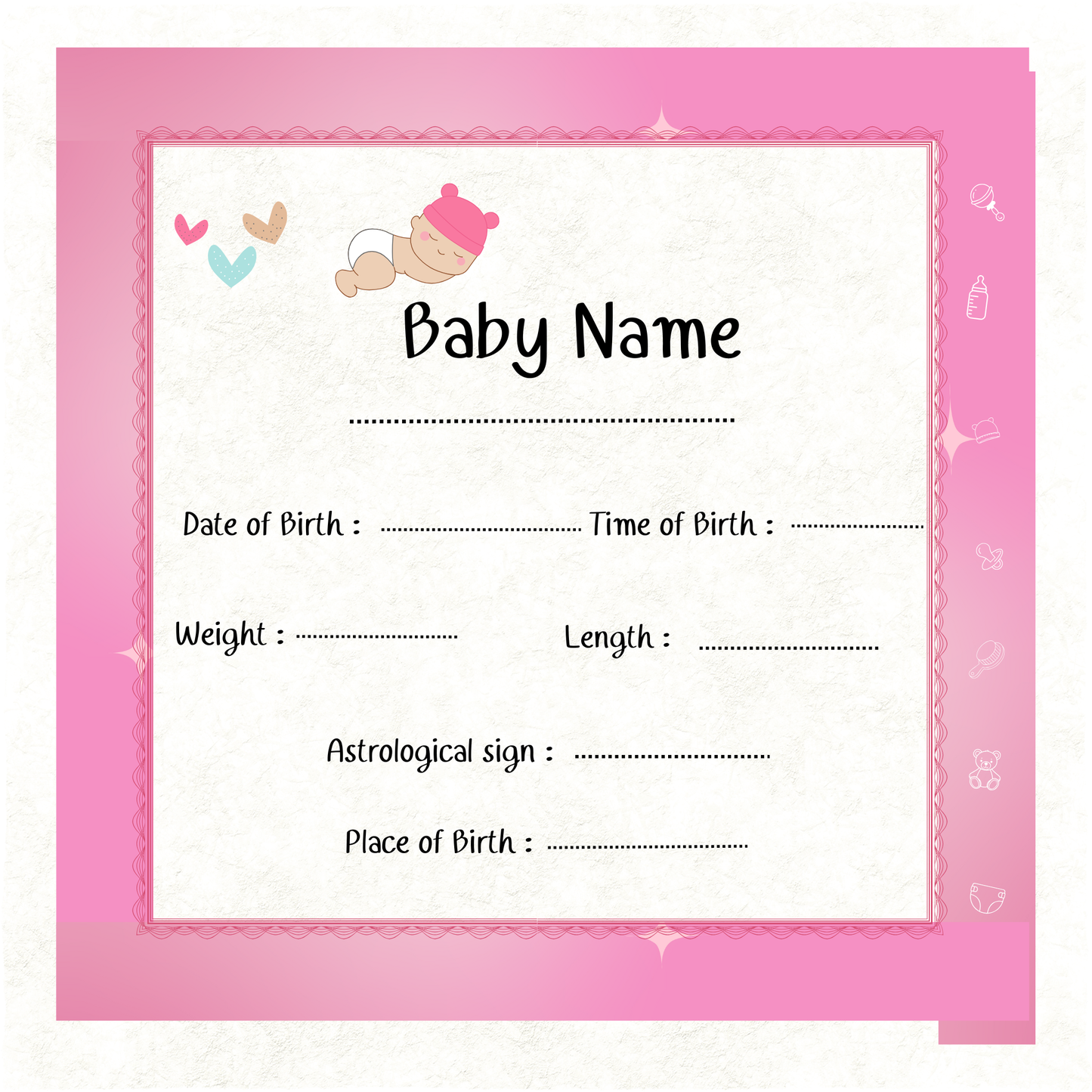 Baby Keepsake Memory Book (0–6 Months) – Pink Edition