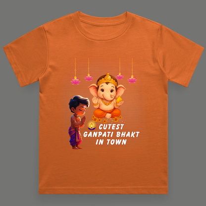 Cutest Ganpati Bhakt in Town | Boys Crew Neck T-Shirt