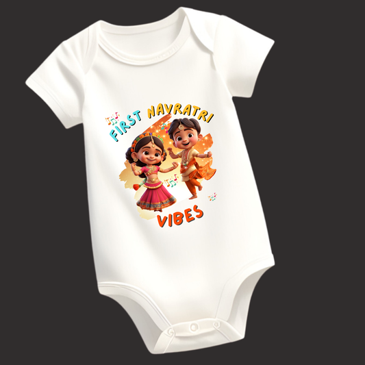 First Navratri Vibes |  Unisex Cotton Festive Kids Rompers