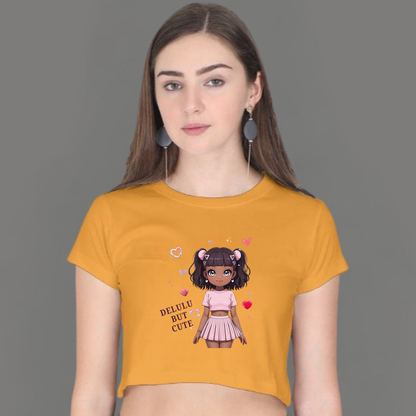 💭 Delulu but Cute – Crop Top for Your Main Character Era