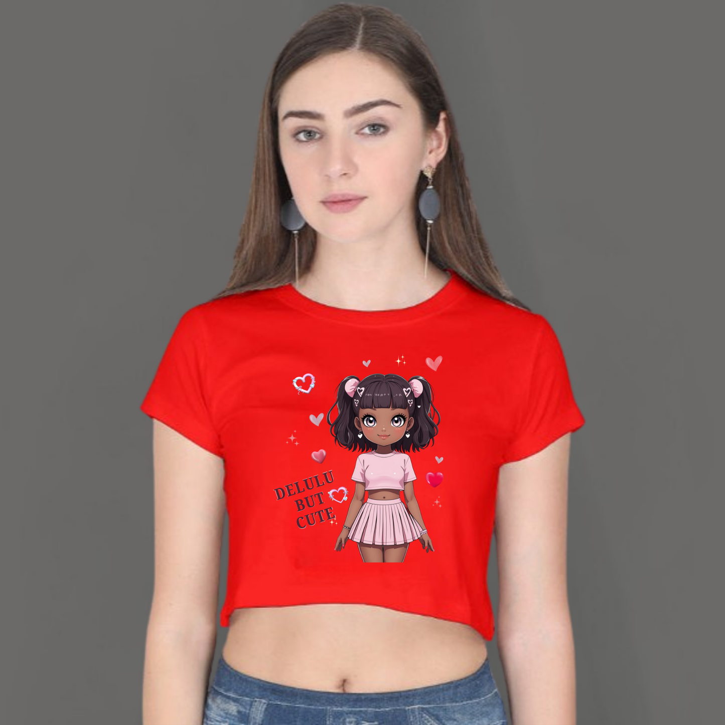 💭 Delulu but Cute – Crop Top for Your Main Character Era