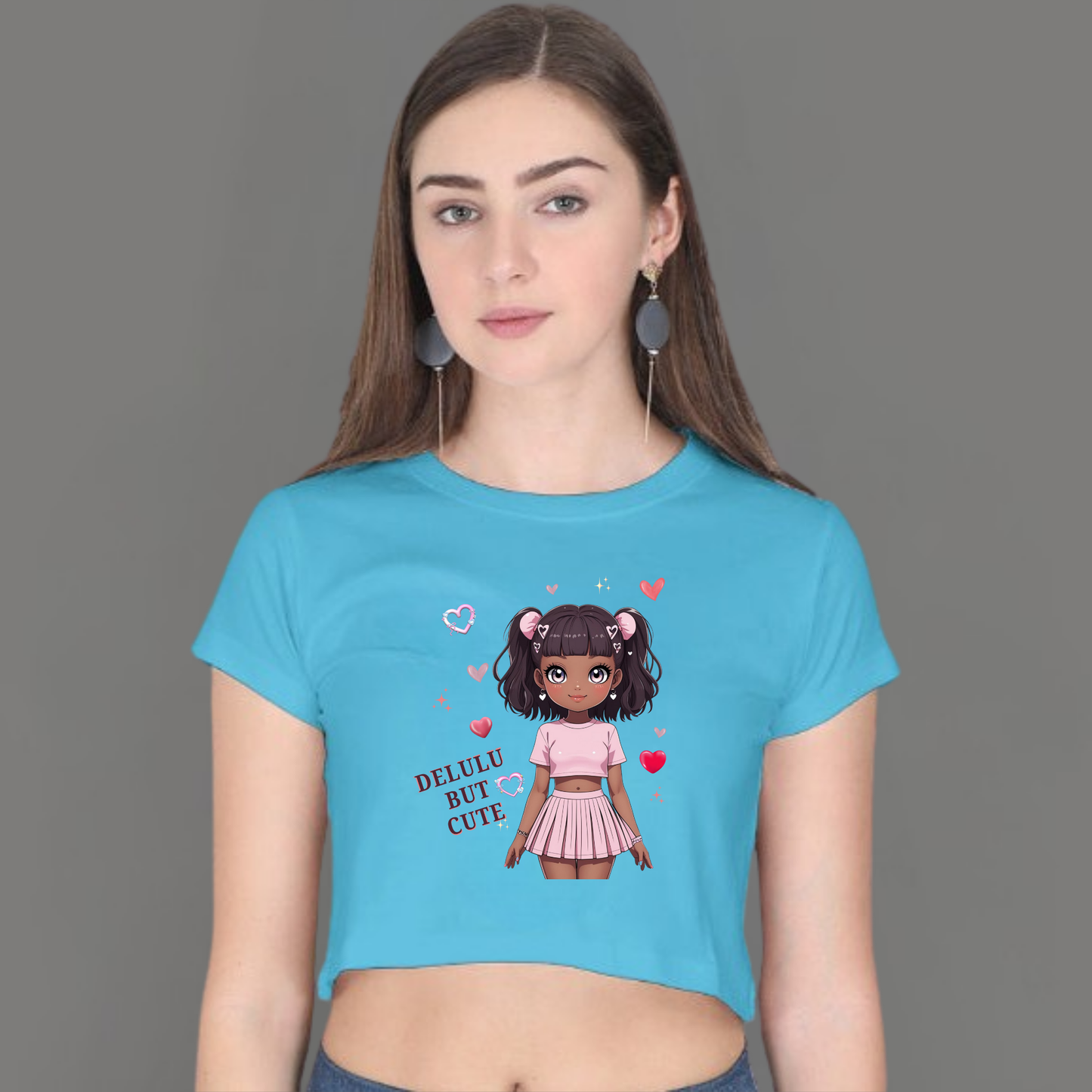 💭 Delulu but Cute – Crop Top for Your Main Character Era