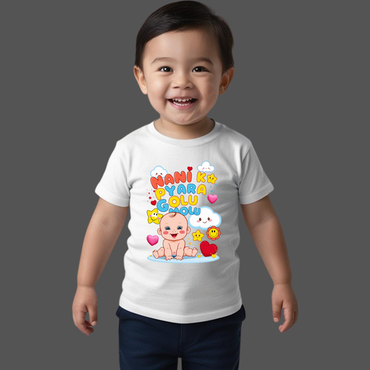 "Nani Ka Pyara Golu Molu" Toddler T-Shirt – Soft Cotton, Half Sleeve, Round Neck, Boys T-shirt