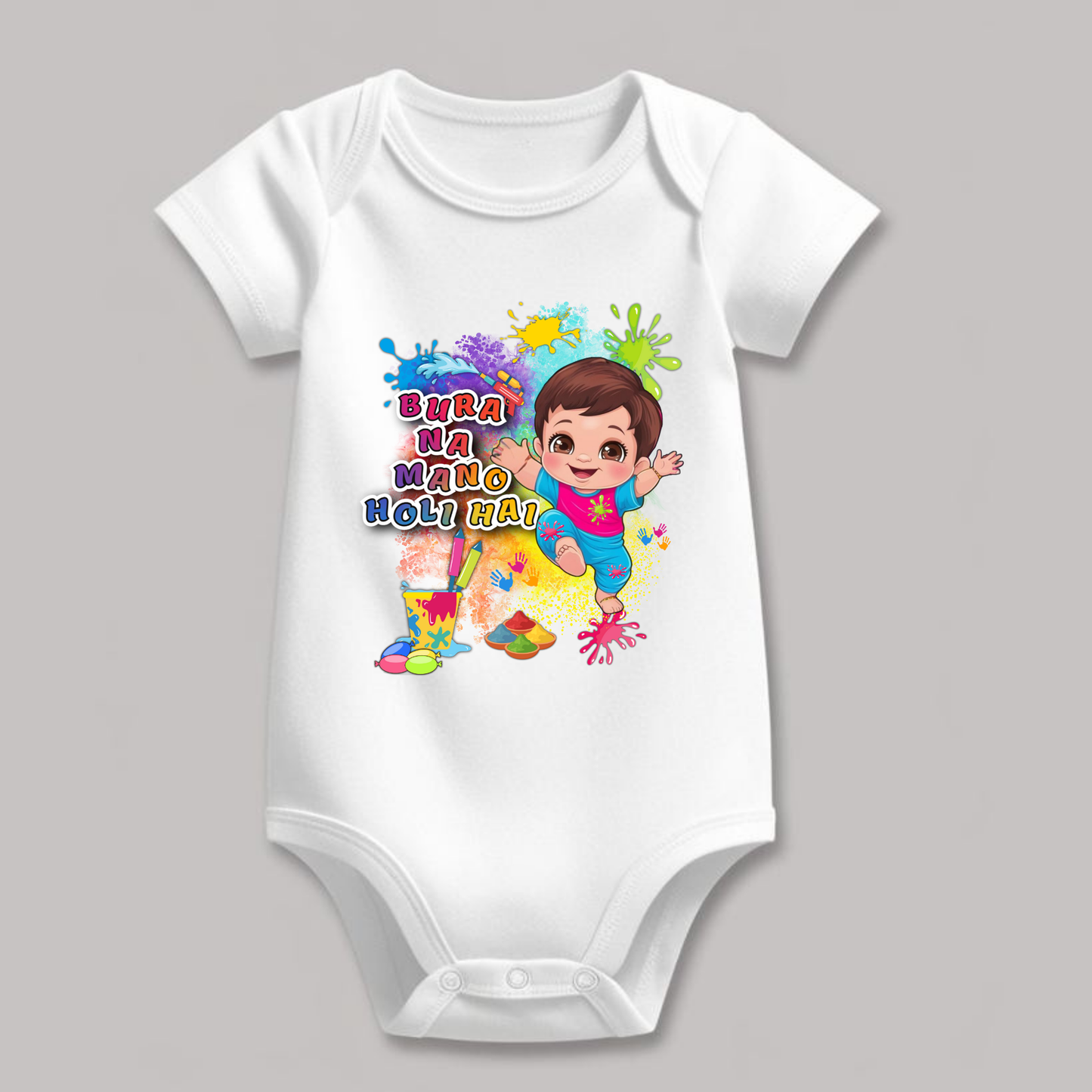 Holi Special Kids Rompers– "Bura Na Mano, Holi Hai" Festive Outfit