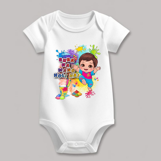Holi Special Kids Rompers– "Bura Na Mano, Holi Hai" Festive Outfit