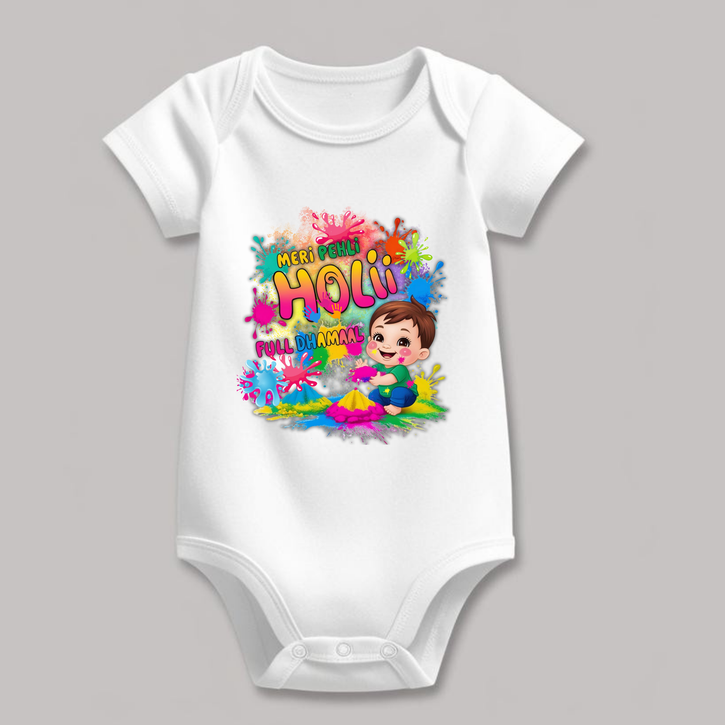 Holi Special Kids Rompers– "Meri Pehli Holi " Festive Outfit