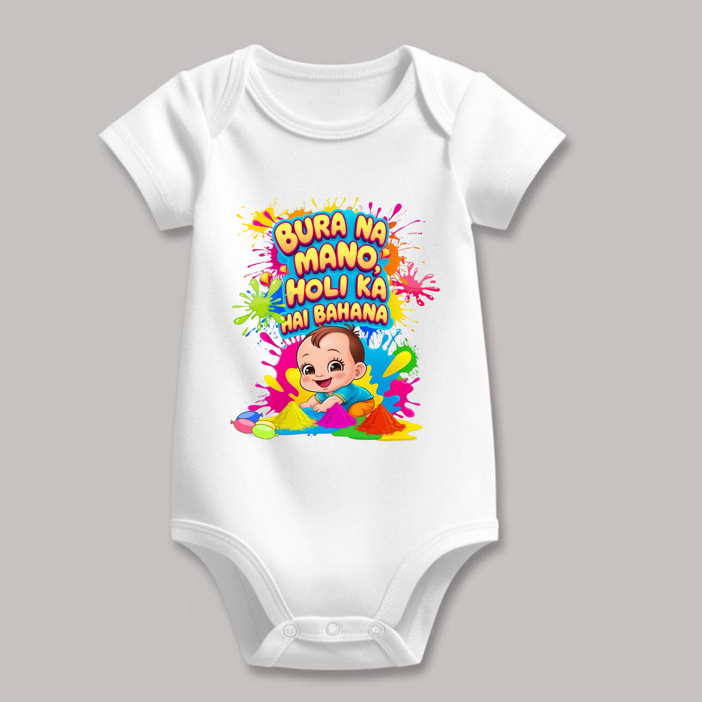 Holi Special Kids Rompers– "Bura Na Mano " Festive Outfit