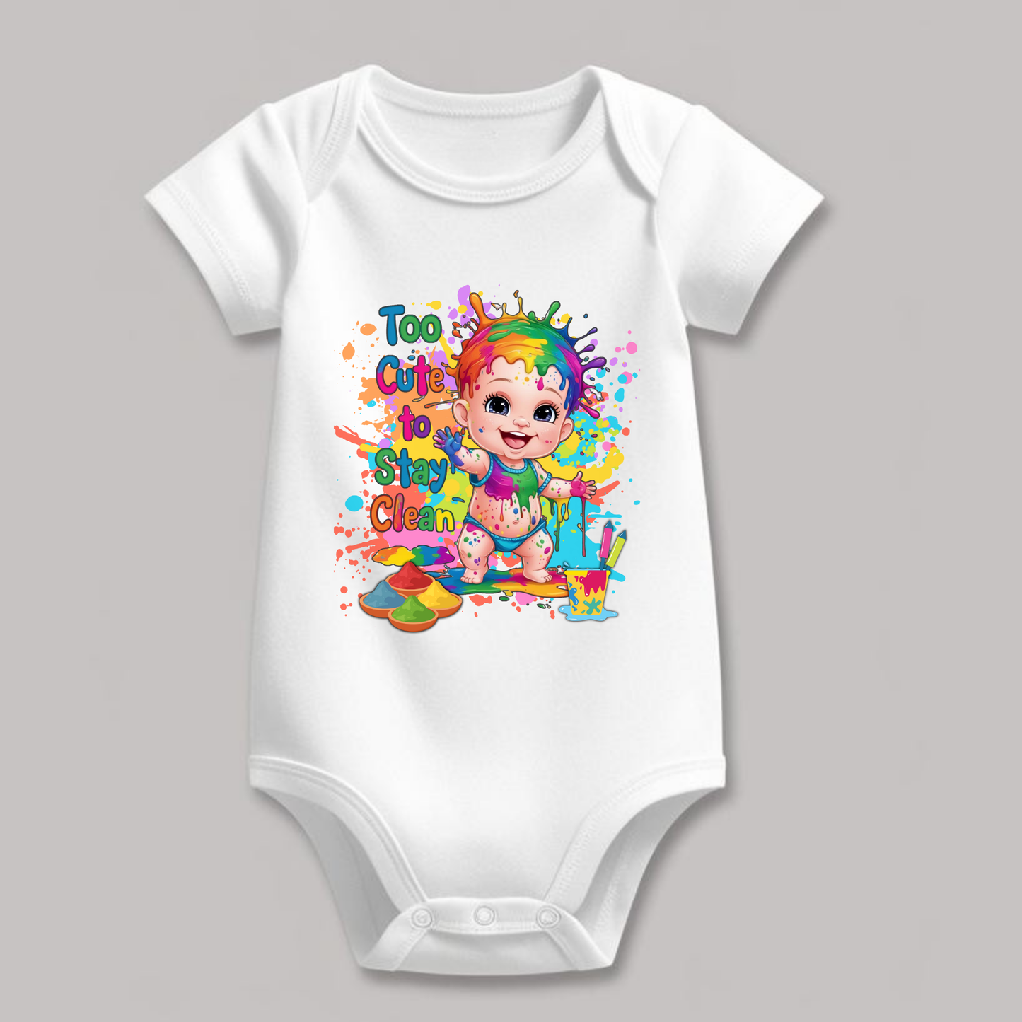 Holi Special Kids Rompers– "To Cute to Stay Clean" Festive Outfit